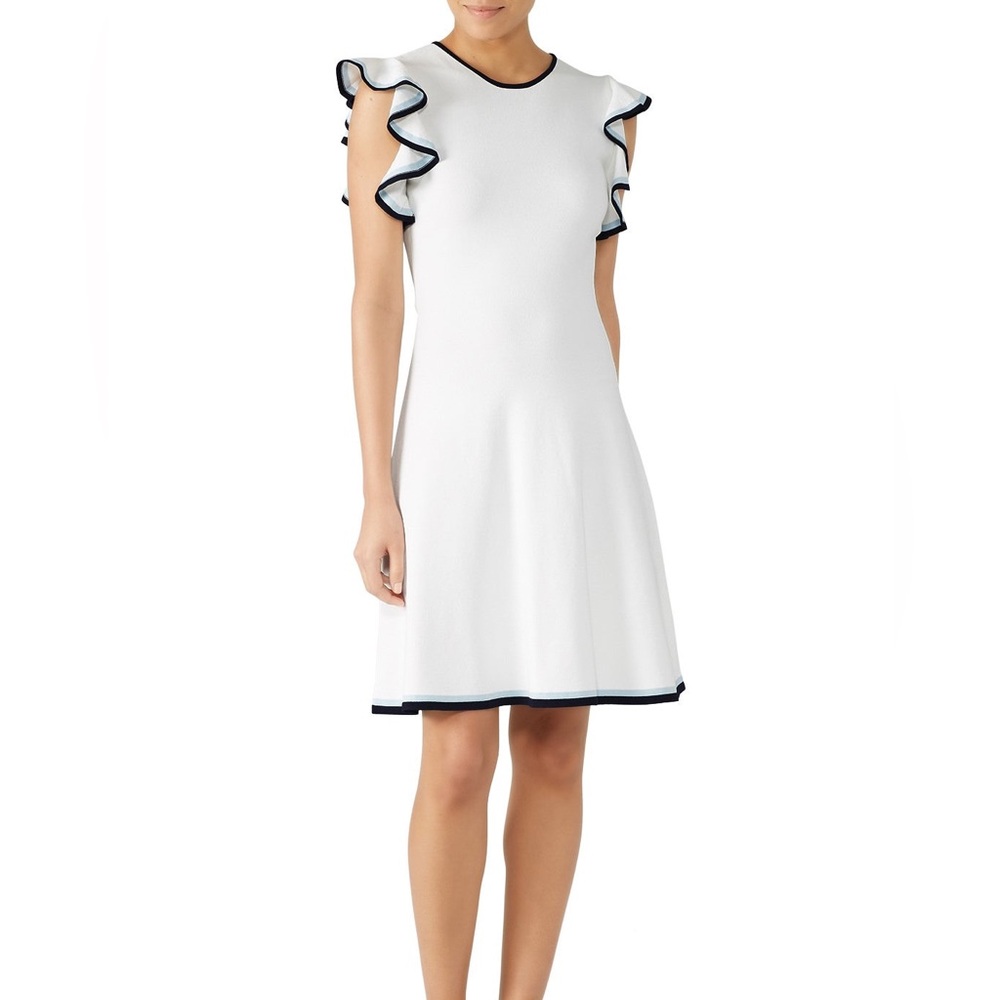 Shoshanna White Ruffle Sleeve Dress